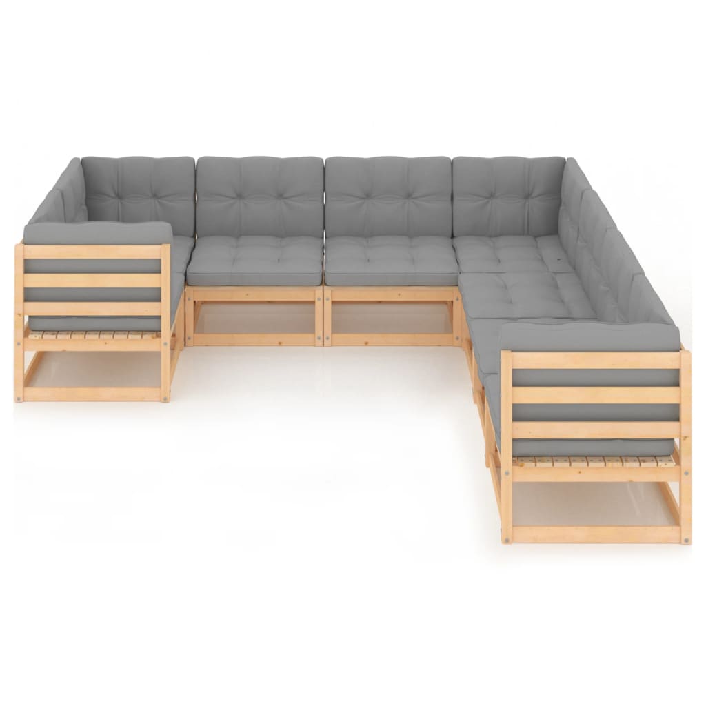 8-tlg. Garten-Lounge-Set mit Kissen Kiefer Massivholz